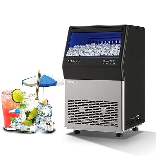 Commercial Ice Maker Machine, 100lbs/24H and 45pcs Stainless Steel Freestanding Ice Machine, Tap Water & Top Loading Under Counter ice Maker,Self-Cleaning for Bar Office Restaurant