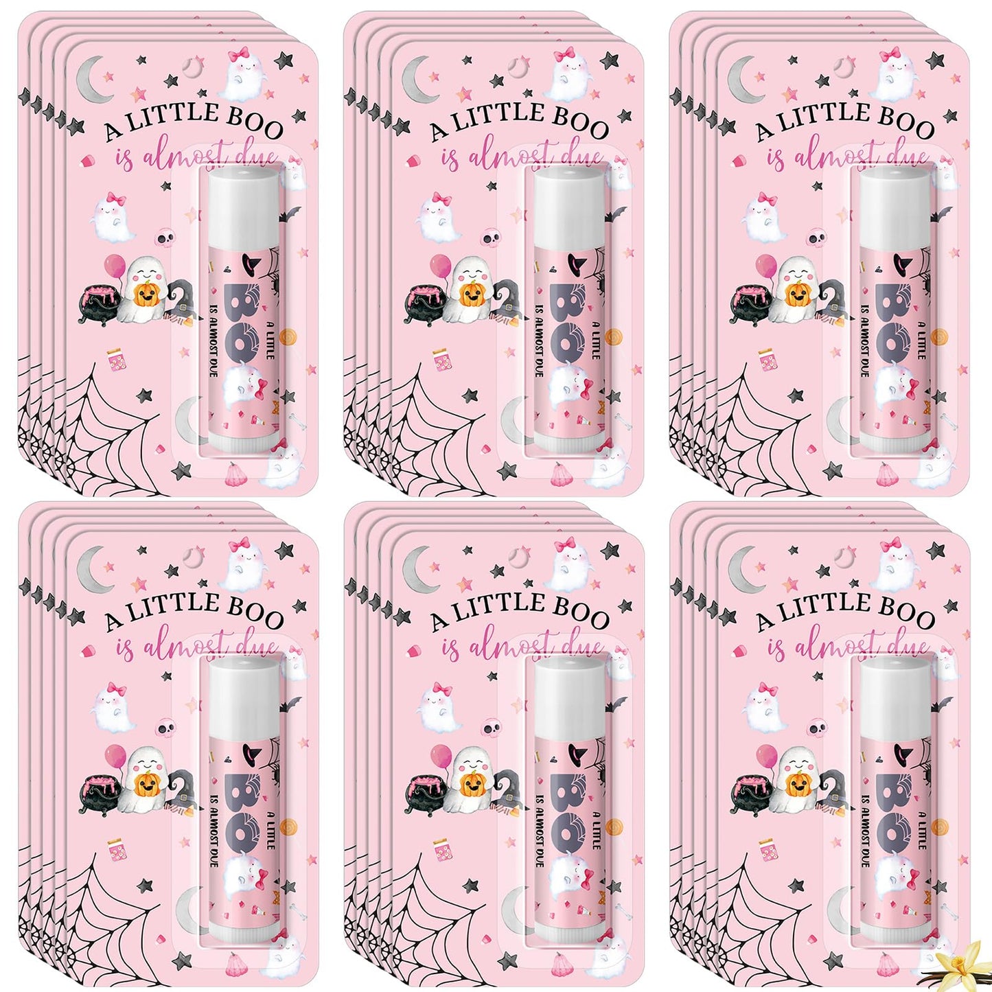 30 Pack Halloween Little Boo Baby Shower Games Prizes Party Gifts Bulk Lip Balms Favors for Winners Adults Guests Gender Reveal