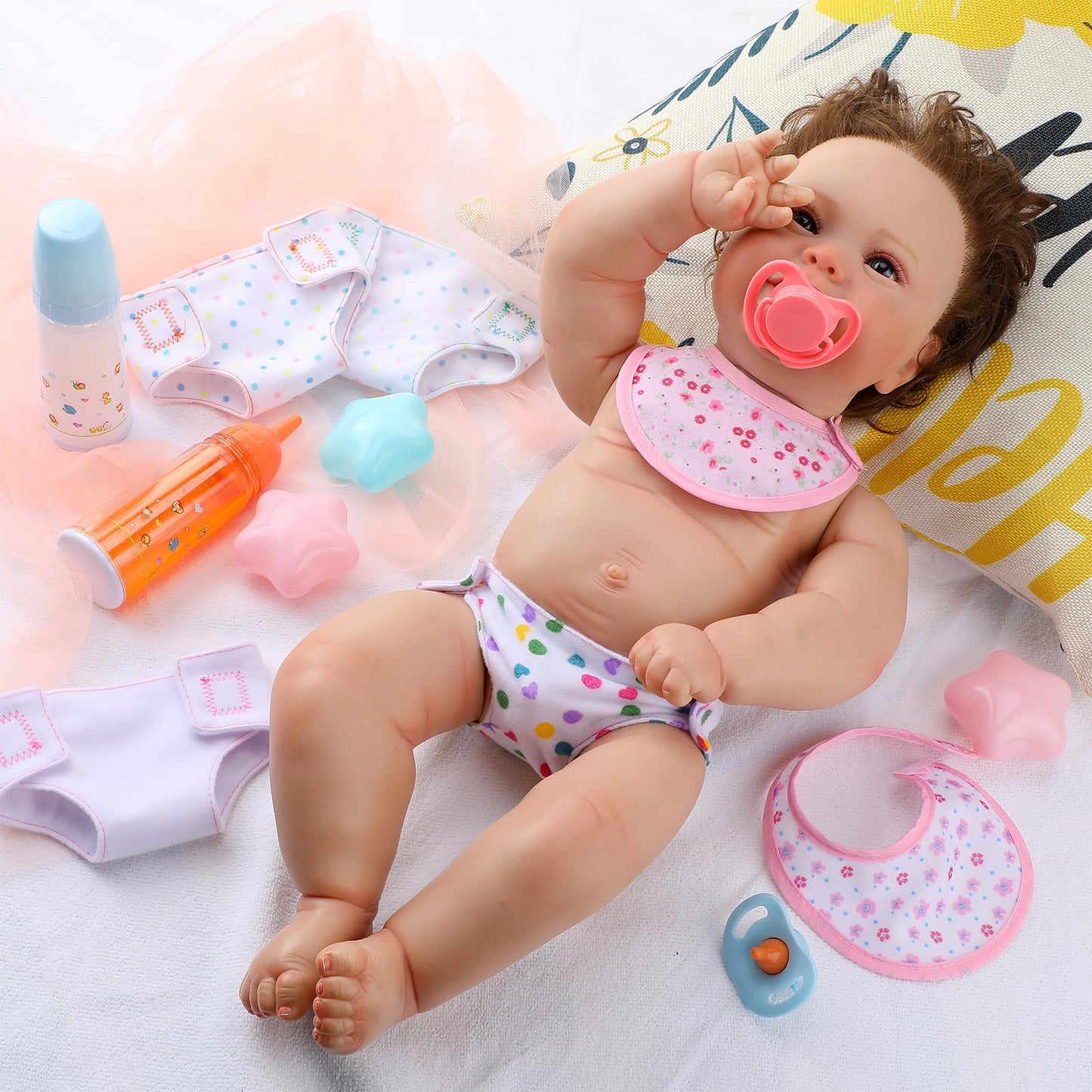 Shappy 10 Pcs Baby Doll Accessories Set Include Disappearing Milk and Juice Bottles, Pacifier, Bibs, Diapers, Baby Doll Feeding Set, Toy Bottles for Dolls for Girls Christmas Birthday Gift