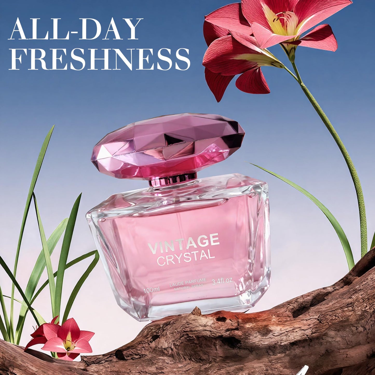 AFLUXE Vintage Crystal Women Perfume–Bold & Sophisticated Scent Eau De Parfum With Citrus,Spice,And Woody Notes Long Lasting Natural Spray Fragrance 3.4 Fl Oz