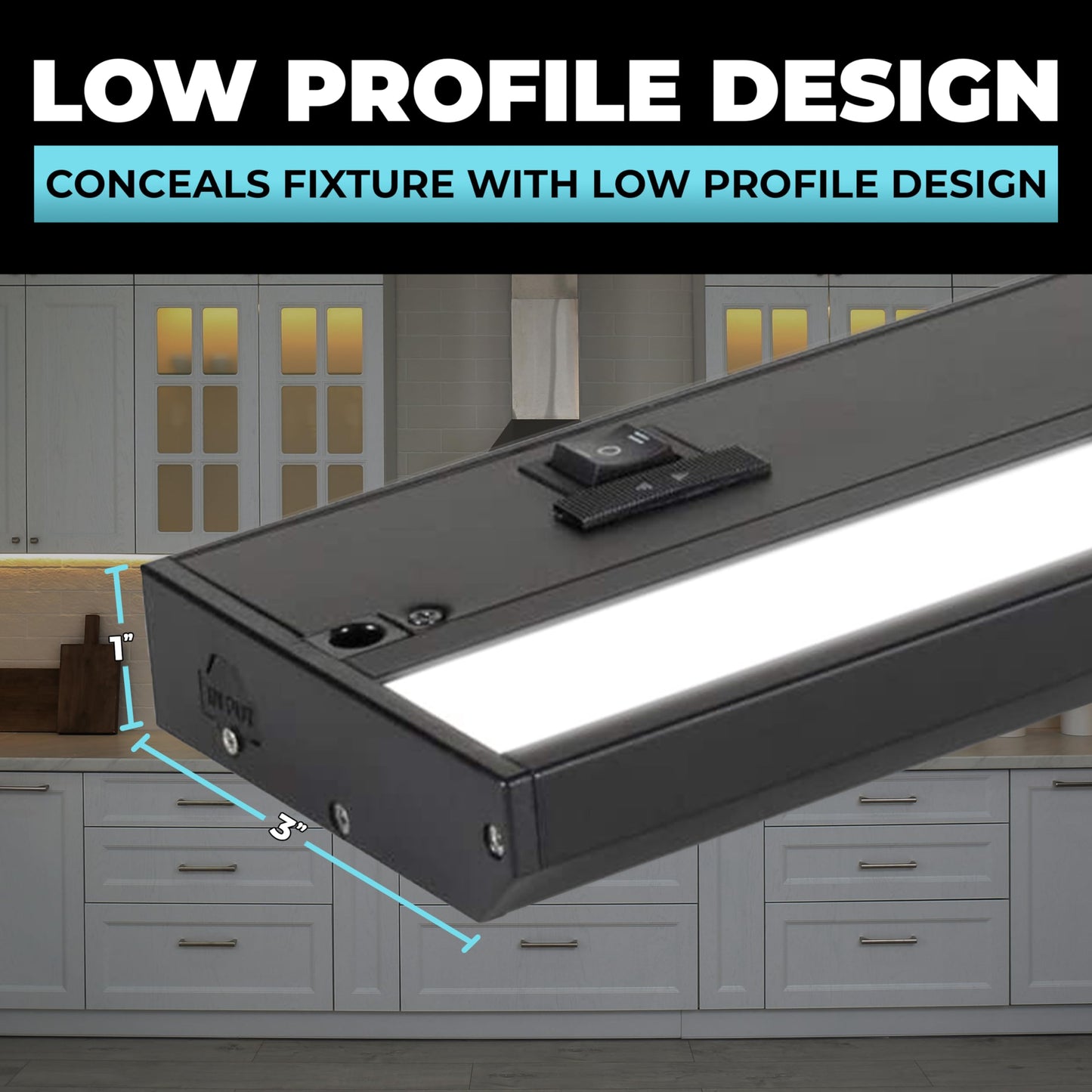Led Under Cabinet Lighting Hardwired - Linkable Undercabinet Lights For Kitchen - 3Cct 9 Inch Black Finish - Undercounter Dimmable Plug In Light Or Hard Wired - Under Counter Fixture Direct Wire