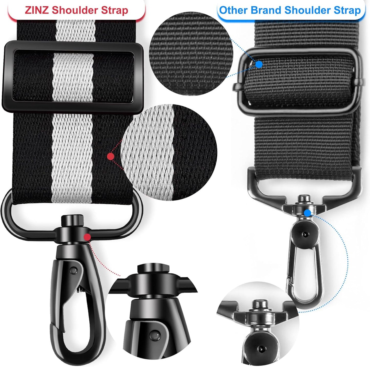 ZINZ 79.5" Universal Bag Strap with Ultra-Thick Fixed Breathable Pad Adjustable Heavy-Duty Shoulder Strap for Laptop Bag Crossbody Luggage Gym Bag Camera Bag and More -TW01B03