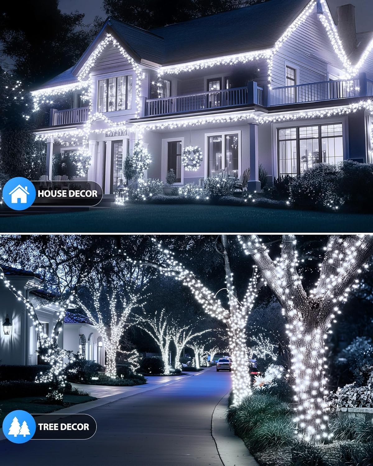 Brightown 2 Pack Solar String Lights Outdoor  Total 144Ft 400 Led Twinkle Fairy Lights Waterproof With 8 Modes Auto On/Off For Patio Tree Garden Party Home Wedding Christmas Decorations (Cool White)