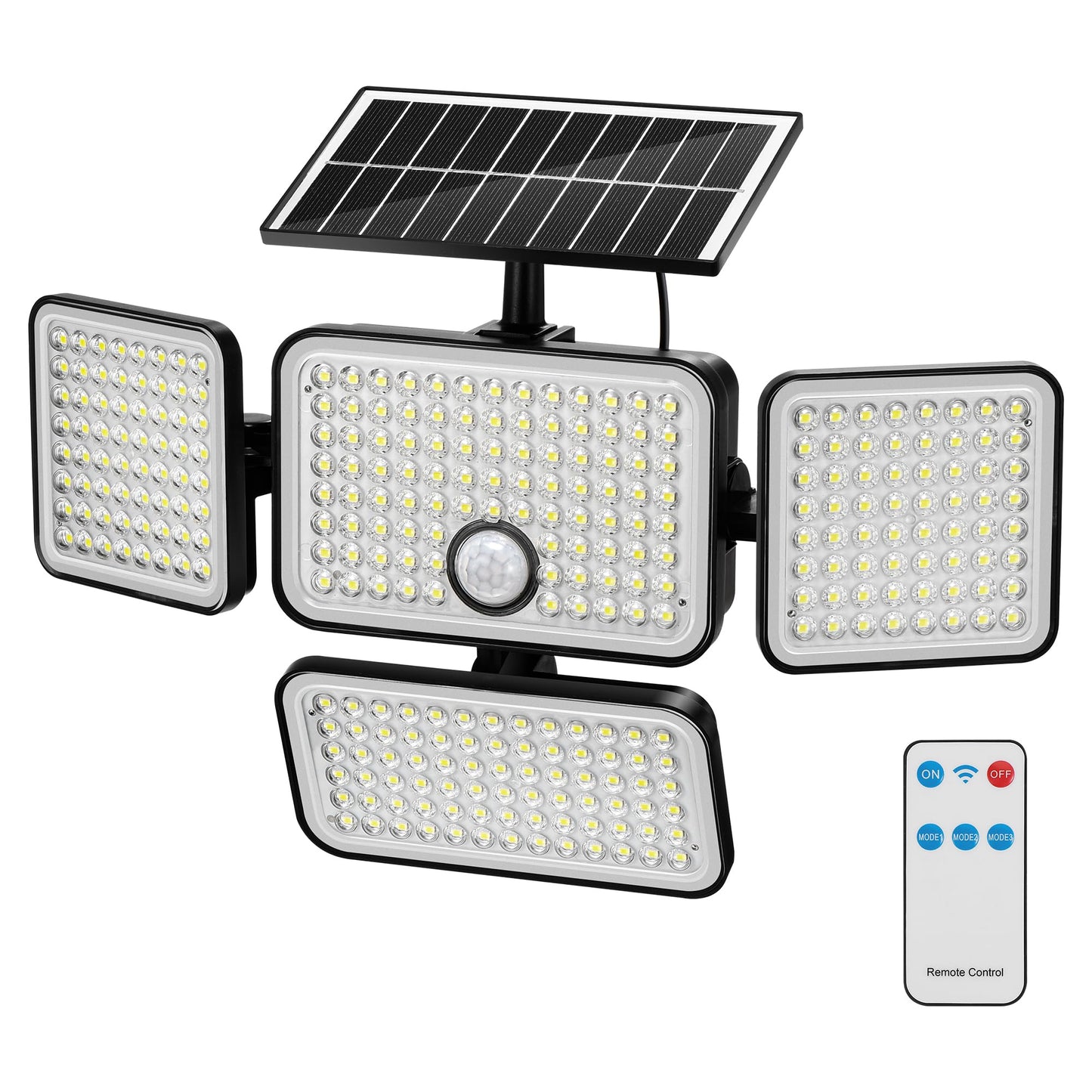 LUMLLSAJI Solar Motion Light, 3000 Lumen, 6500K, Remote Control, IP65 Waterproof, 1 Pack, White, Model: Solar Outside Light