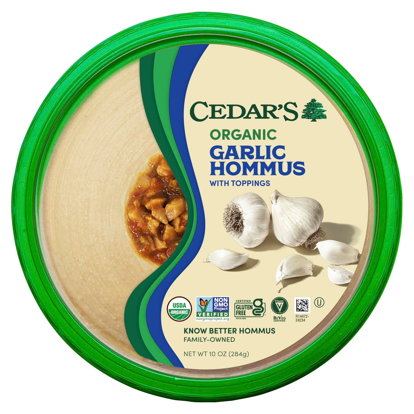 Cedars Topped Organic Garlic Hummus