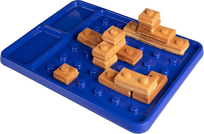 Building Brick Electric Waffle Maker w 2 Construction Eating Plates- Cook Buildable House or Car Waffles, Pancakes in Minutes- Fun Breakfast for Kids Adults- Stack & Build on Serving Dish, Unique Gift