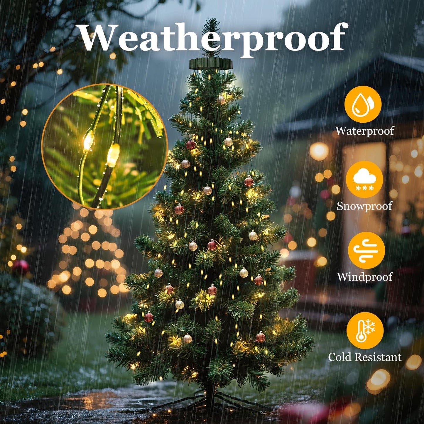 Btfarm Christmas Tree Lights With Remote  5Ft 300 Led Usb Plug In Fairy Xmas Lights For 4-6Ft Tree  Dimmable Timer Waterproof Cascading Twinkle String Light 8 Modes For Indoor Outdoor Decor Warm White