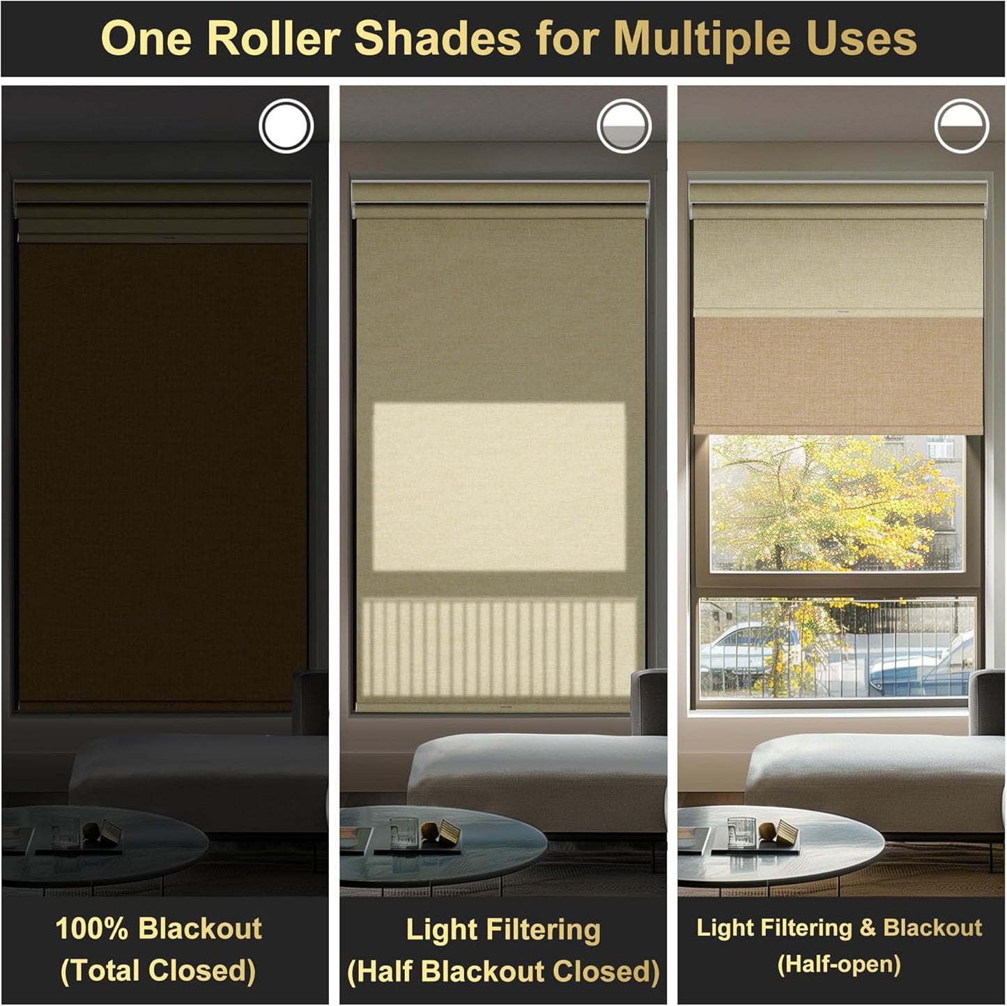 BERISSA Cordless Dual Roller Shades with Cassette Valance,Double Window Shades Blackout and Light Filtering Shades,Day and Night Roller Shades for Home Office Door.Linen Beige.41 W x 80" H