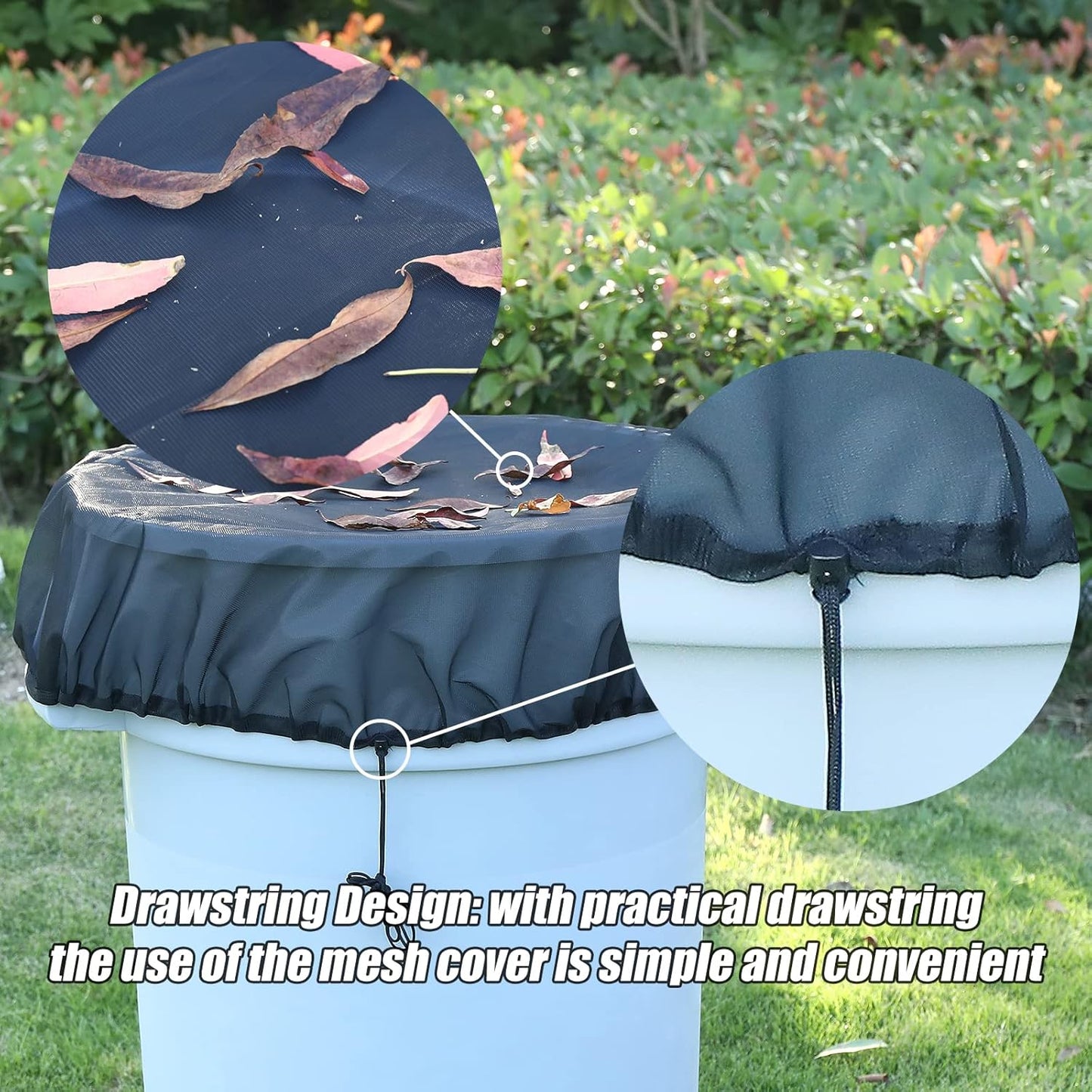 37.5 Inch Mesh Cover for Rain Barrel,Rain Bucket Leaf Filter Screen Cover,Pack of 2