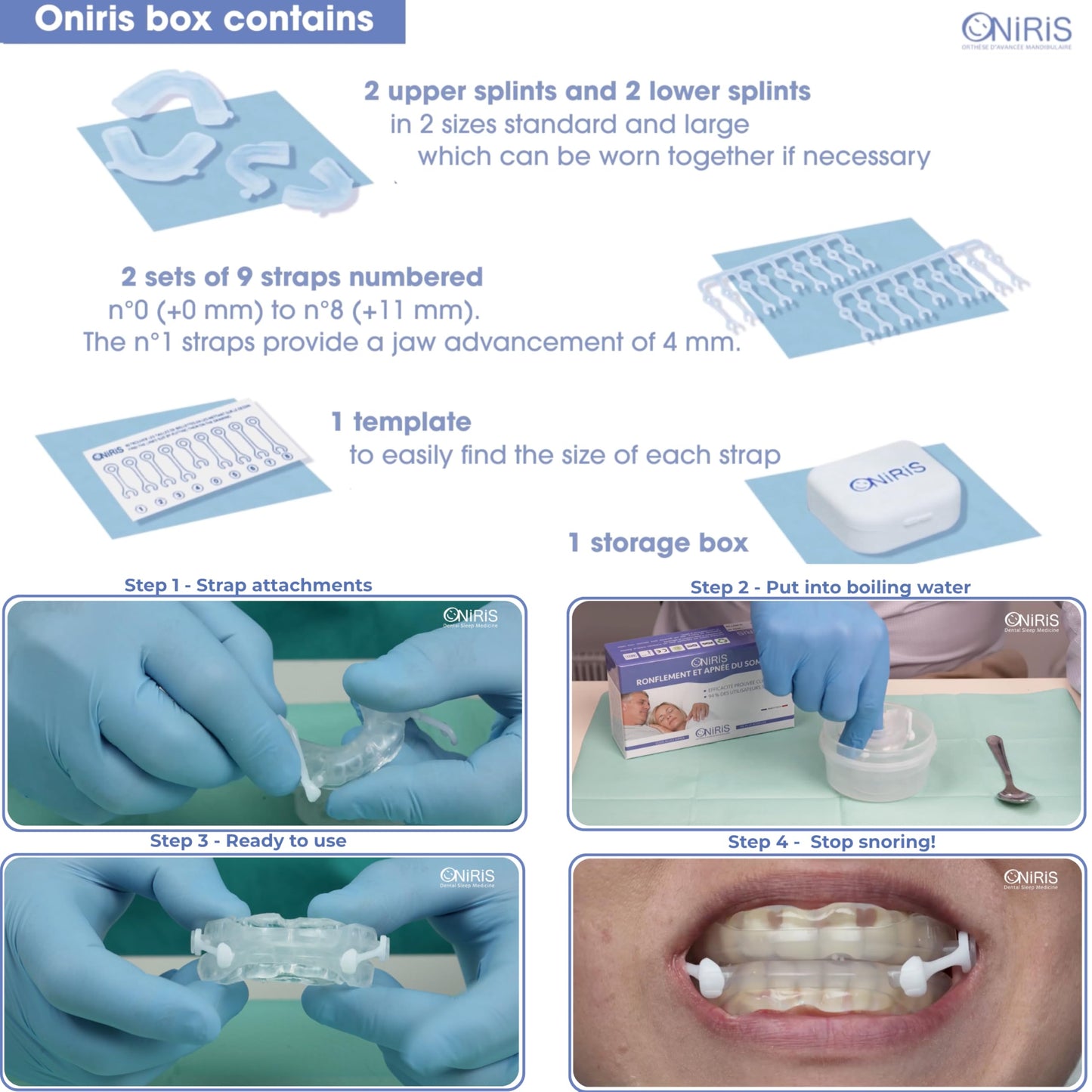 ONIRIS + Anti-Snoring Mouthpiece – #1 Mandibular Advancement Device on Amazon France, Adjustable, BPA-Free, Comfortable Night Guard for Quiet, Deep Sleep - Made in France