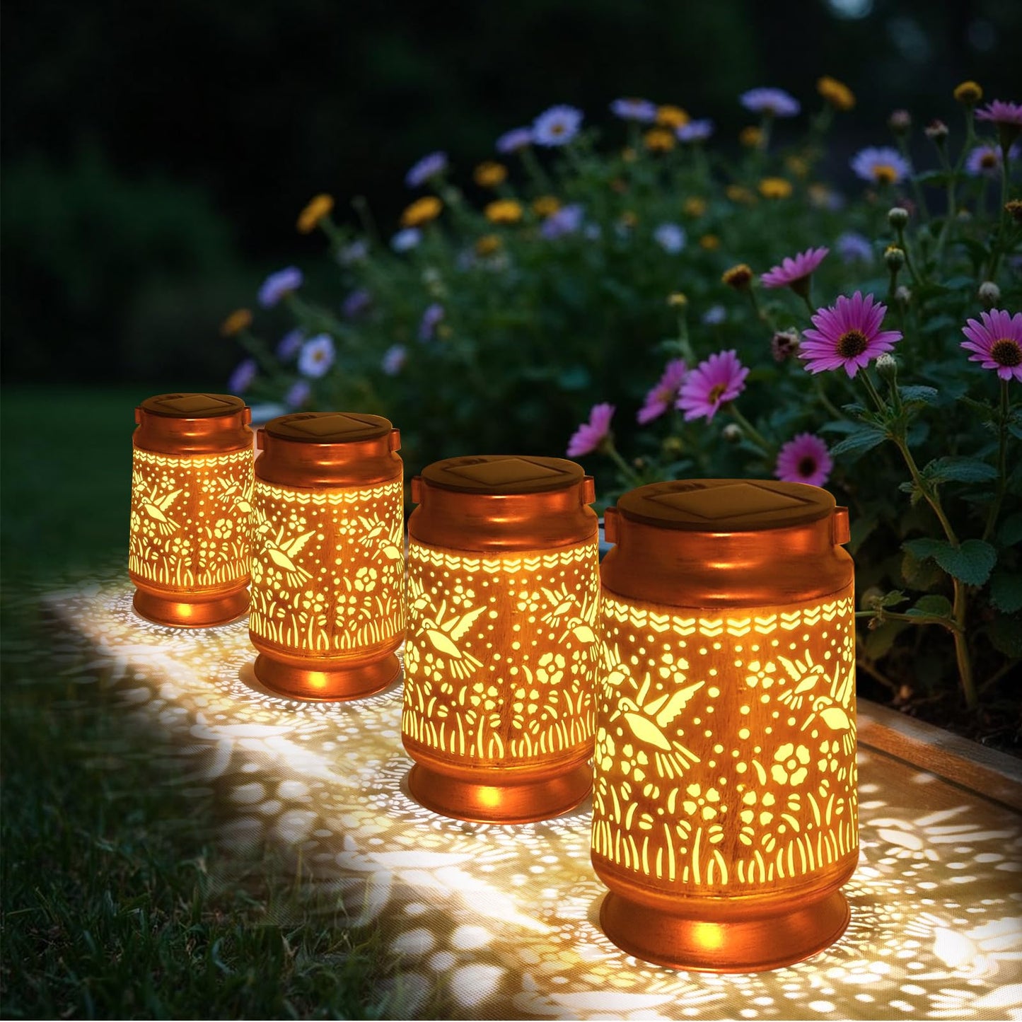 Solar Lanterns Outdoor Waterproof Gifts For Women Grandma Gifts For Mom Dragonfly Projection Garden Decor Solar Hanging Lantern Metal For Patio Yard Festival Pathway Landscape (Dragonfly  4)
