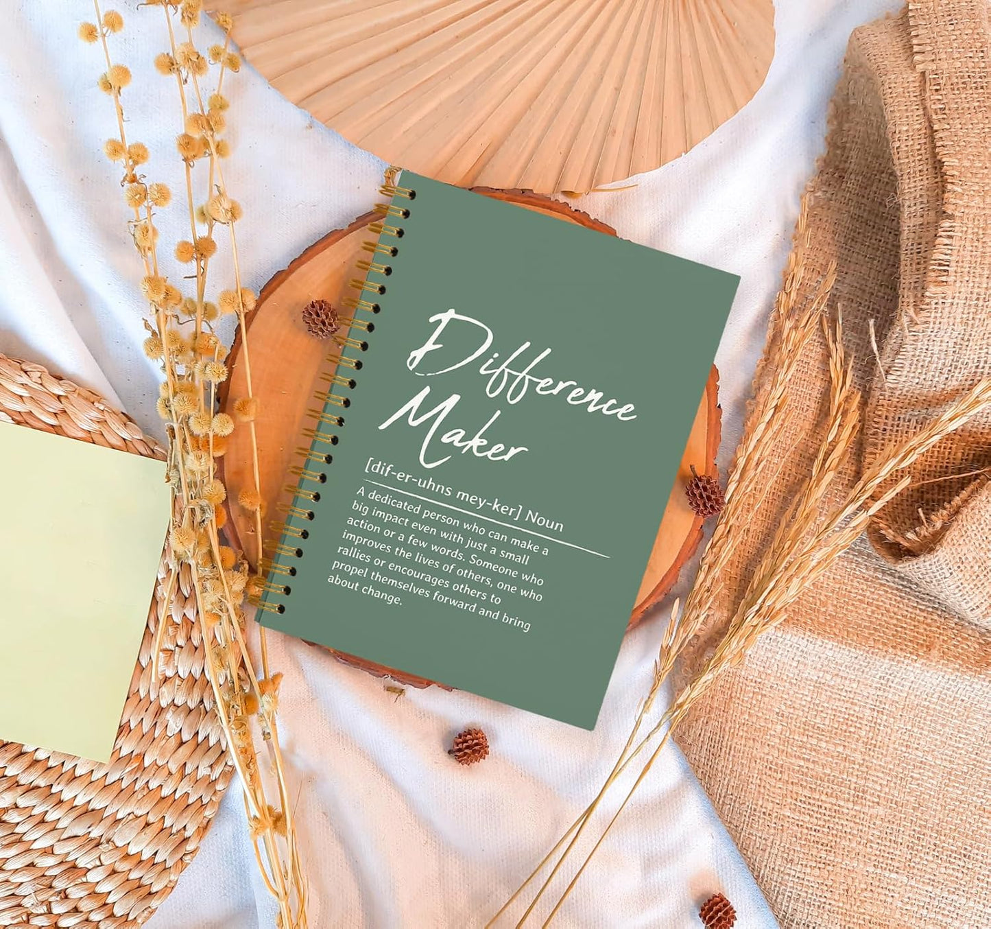 OXW Green Notebooks for Work, Difference Maker Gift Meeting Notebook Journal for Writing, Employee Appreciation Gifts, Thank You Gifts for Women Men Leader Mentor Boss Manager, 5.5"x8.3"