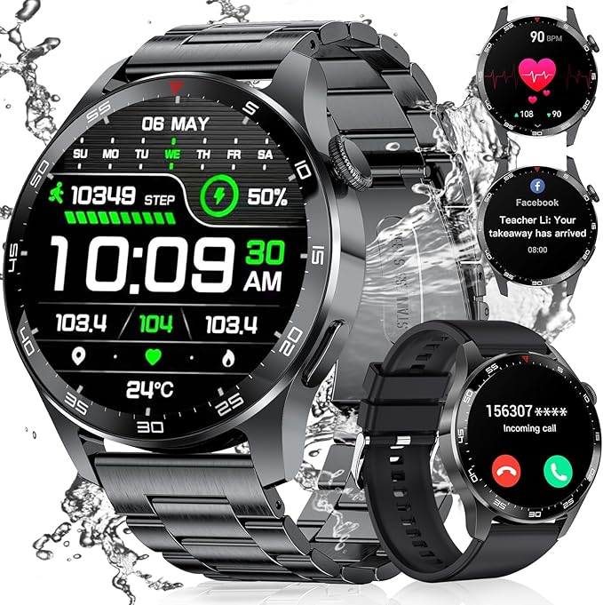 Smart Watches for Men(Answer/Dial Calls),1.43'' AMOLED Always-on Display,Fitness Tracker with Heart Rate/SpO2/Sleep Monito...
