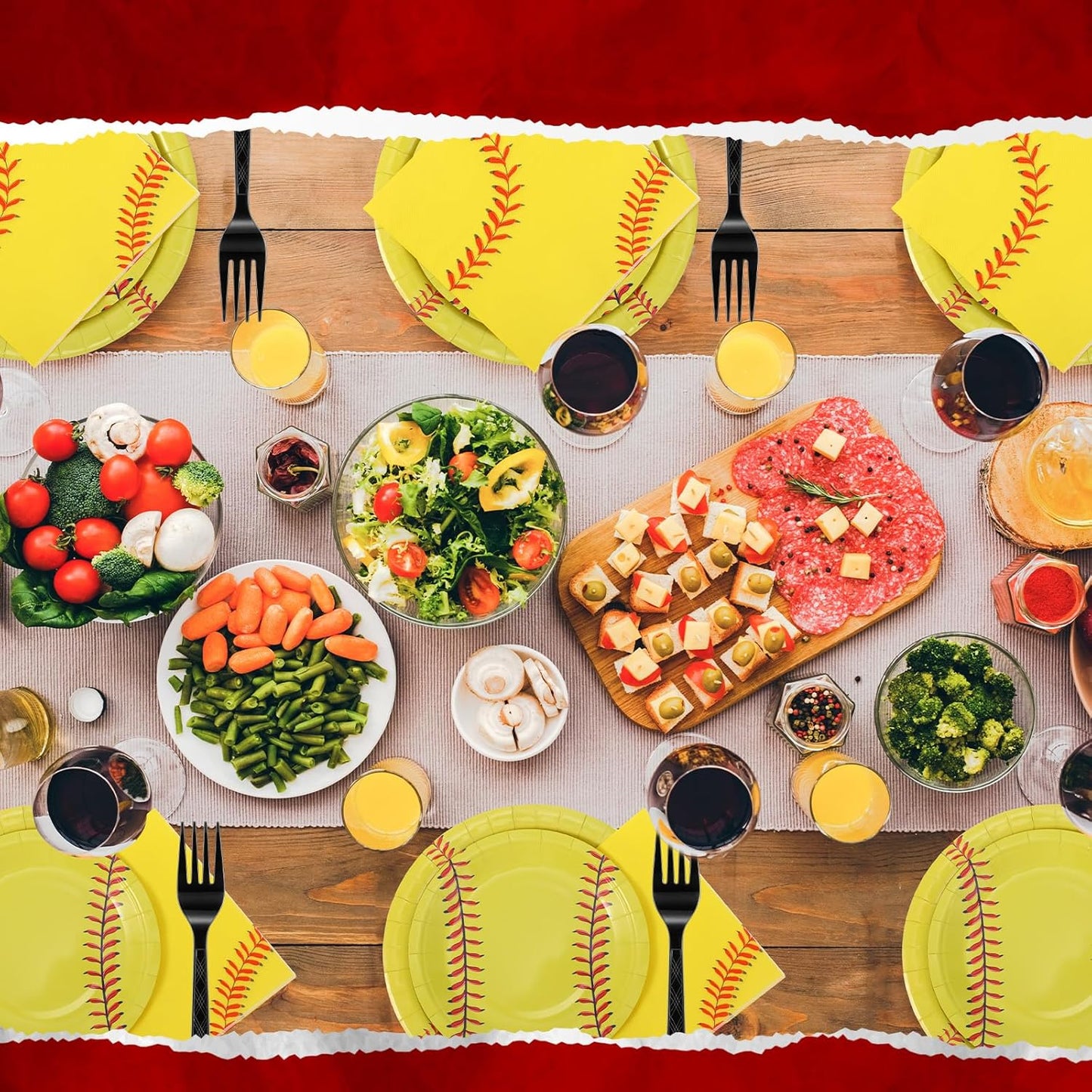 Zhehao 192 Pcs Softball Paper Plates and Napkins Set Softball Party Supplies Decorations 7 Inch 9 Inch Disposable Paper Plates Napkins and Forks for Sport Themed Birthday Party Favors Serves 48