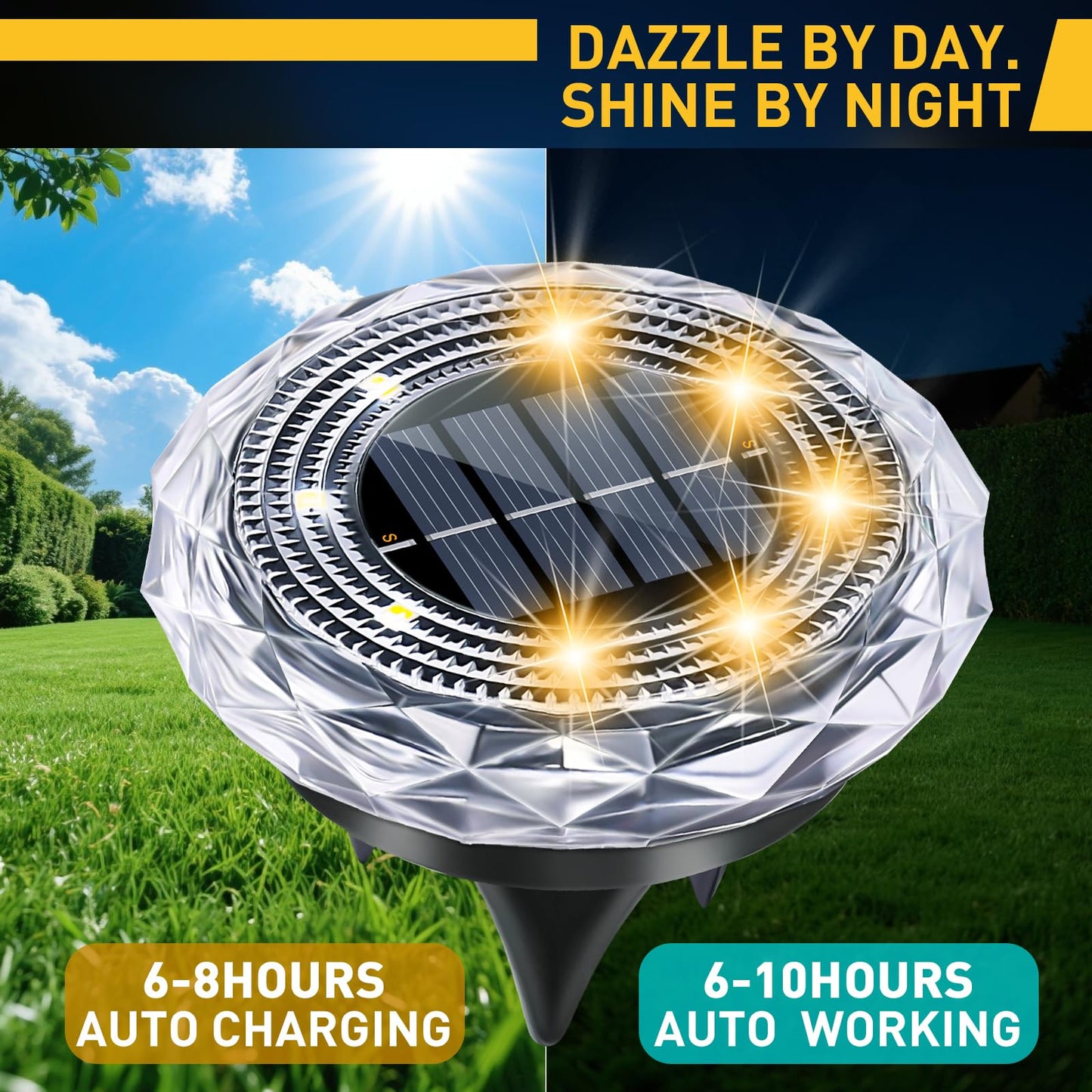 Fortulux Solar Ground Lights Solar Disc Light Outdoor Waterproof Landscape Lighting Garden Lights For Pathway  Yard  Deck  Lawn  Patio  Swimming Pool  Walkway(Warm  16Pack)