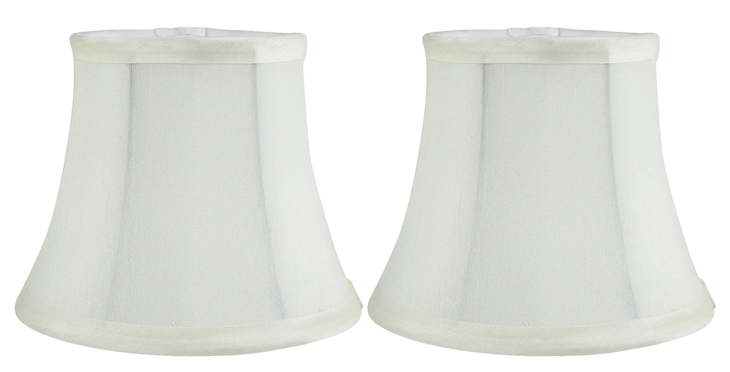 MERIVILLE Faux Silk Chandelier Lamp Shades Set of 2, Clip-On Fitter, Softback Bell Shape, 4in x 6in x 5in, Eggshell