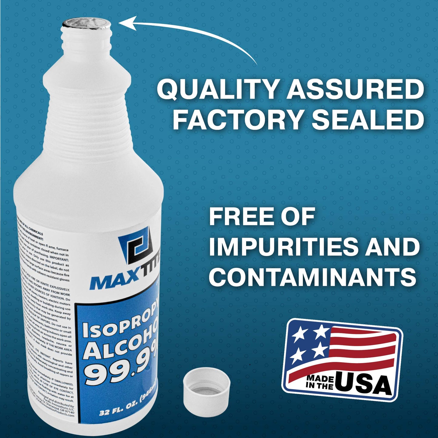 MaxTite 99.9% Isopropyl Alcohol (1 Gallon (4 Pack, 32 fl oz) - Comes with Heavy-Duty Spray Nozzle - Made in USA