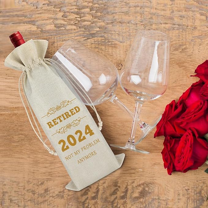 Retirement Gifts for Women Men 2024 Retirement Wine Bag for Coworker Colleague Leaving Farewell Gift for Employee Appreciation Gifts for Retired Teacher Coach Going Away Gifts for Leader Wine Gift Bag