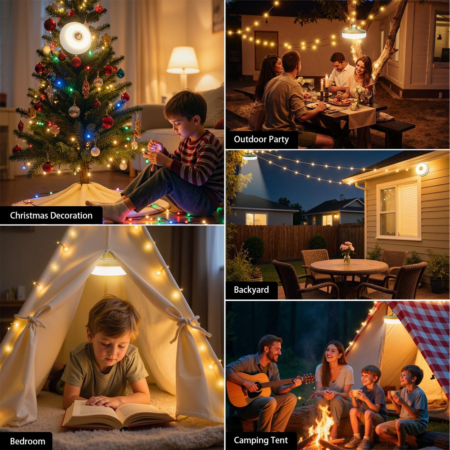 3-Pack Camping String Lights  4 In 1 Portable Camping Light Rechargeable  8 Lighting Modes  Usb Charging  Quick Storage  32.8Ft Waterproof Tent Lights String For Camping  Hiking  Yard  Christmas