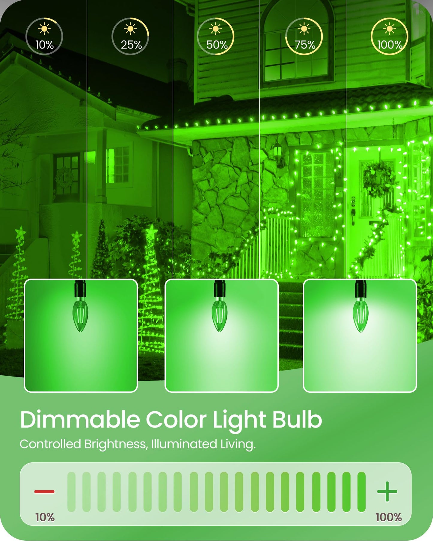 Goebleson Green E12 Led Light Bulbs  C35 5W (60W Equivalent) Glass Dimmable Chandelier Bulbs  Decorative Lighting For Christmas  Halloween  Party  Holiday Decoration  6 Pack J2C3P605