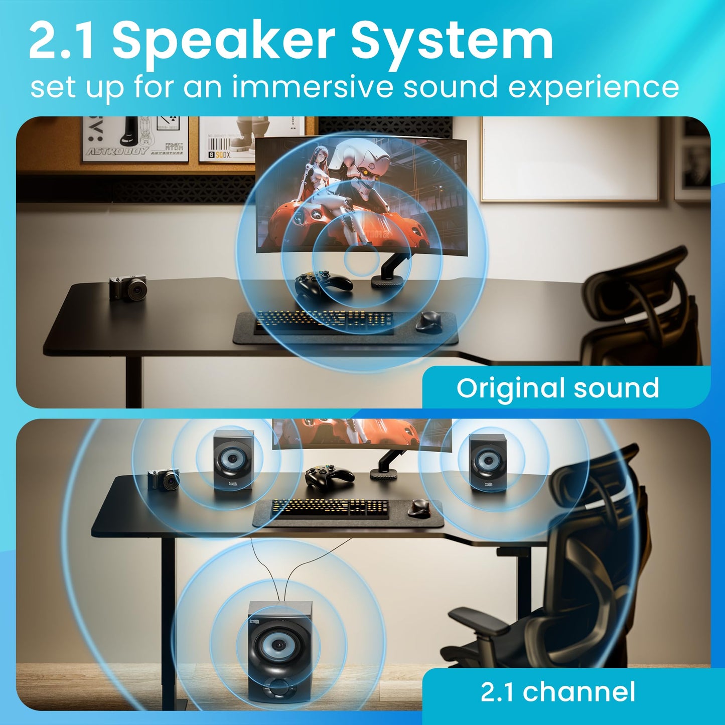 Acoustic Audio By Goldwood Bluetooth 2.1 Speaker System 2.1-Channel Home Theater Speaker System, With Optical/Aux/Usb/Sd Inputs