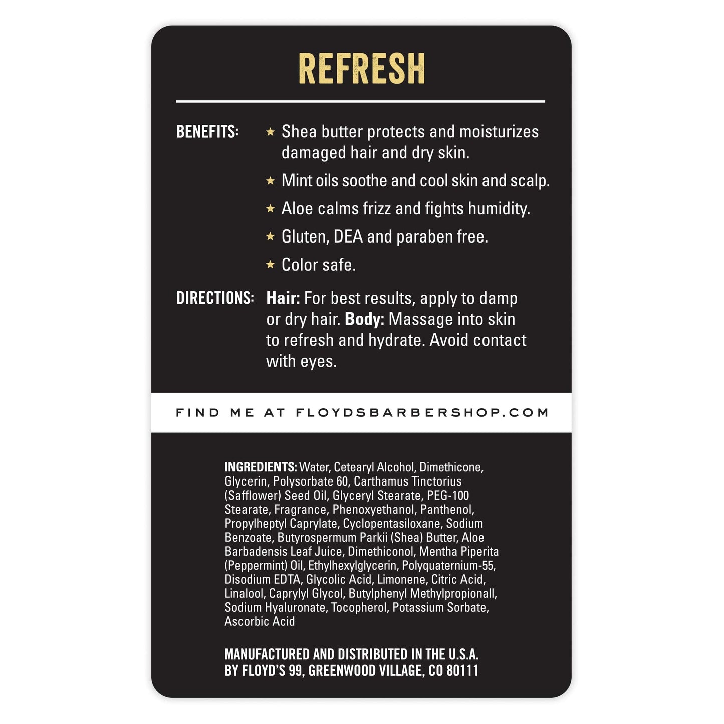 Floyd's 99 Refresh Hair and Body Conditioner - Moisturizing - Soothing - Calming (15 oz.)