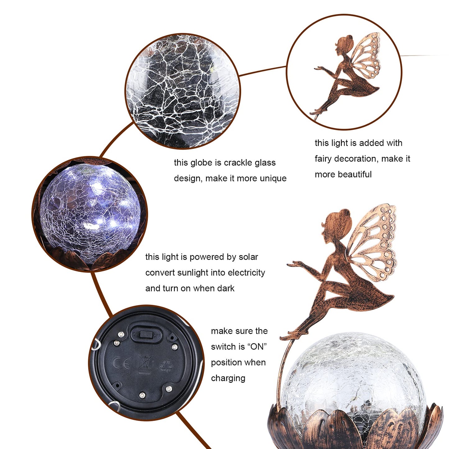 Mumtop Solar Lantern Fairy Light - Waterproof Led Tabletop Lamp,  le Glass, Brown For Garden, Patio, Yard Decor, Model 2Cfb54D4-2C6B-