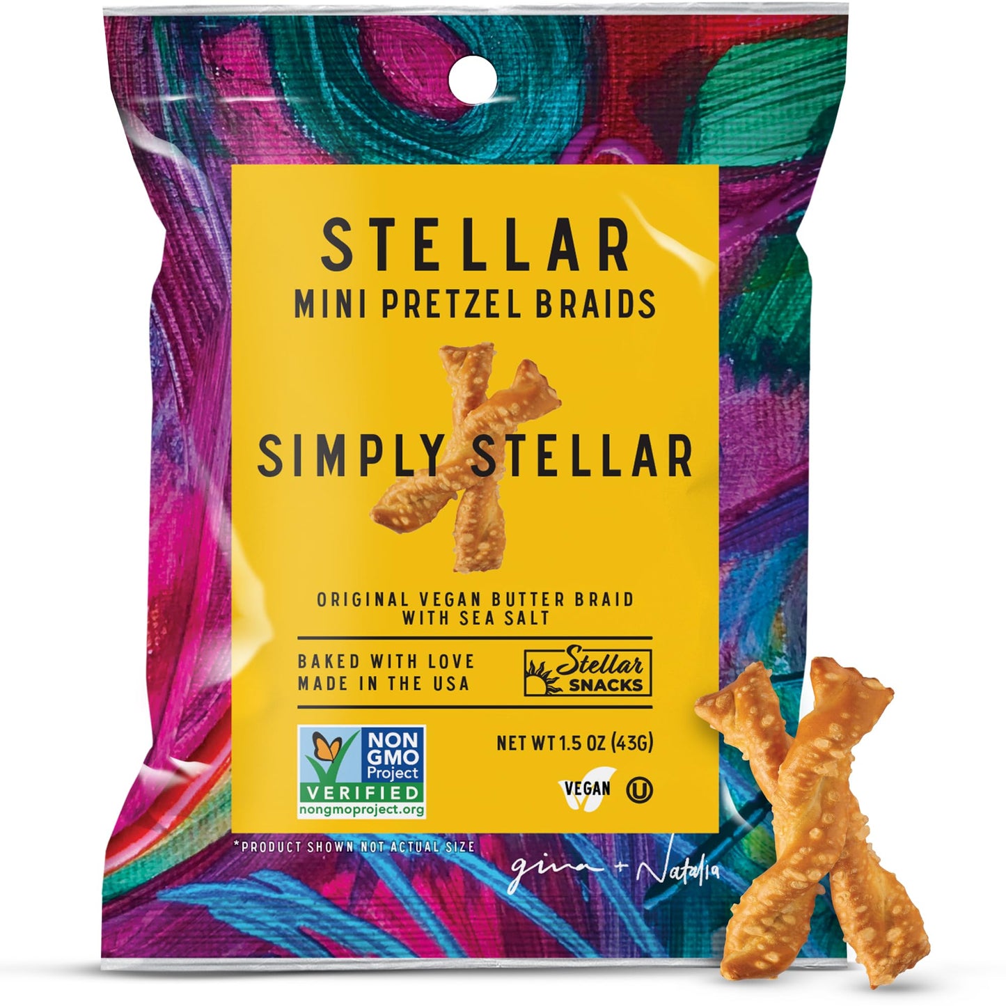 Stellar Snacks Mini Pretzel Braids, Vegan Friendly, Kosher, Non-GMO, 1.5 Ounce (Pack of 24, Simply Stellar)