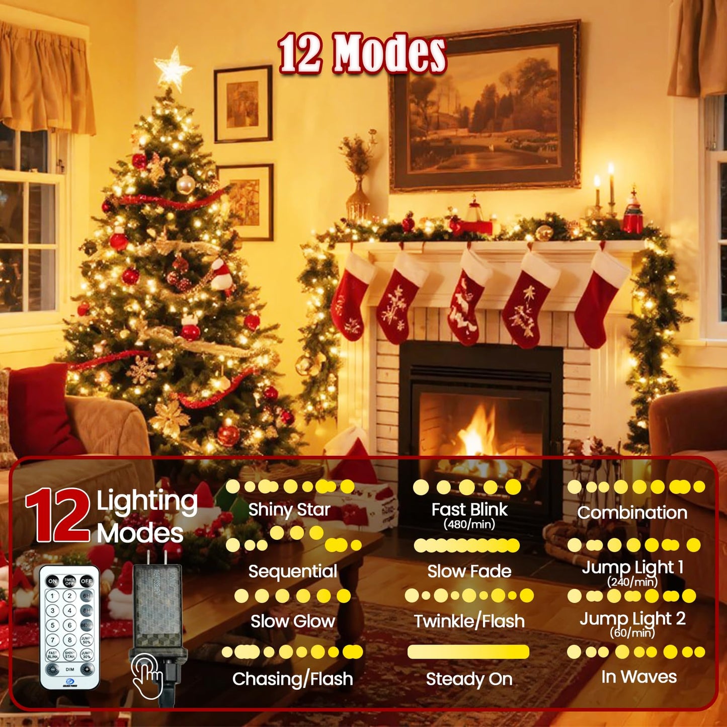 Voice Control 88Ft 240Led Smart Christmas String Lights Outdoor/Indoor | String Lights Plug In With Remote  12Modes  7Voice Commands & Timers  Christmas Twinkle Light For Xmas Tree Decor (Warm White)