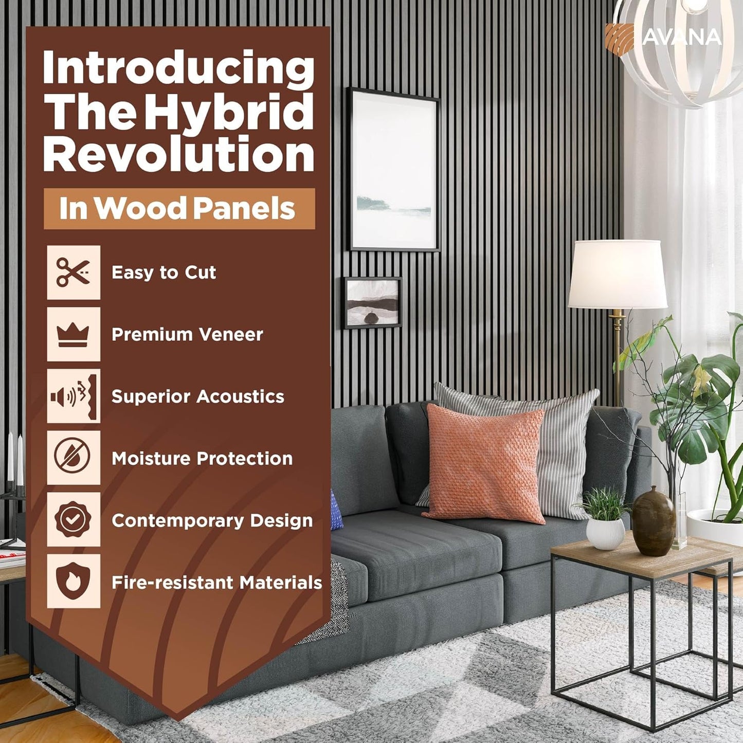 Avana Modern Acoustic Wood Wall Panels – 94.4 X 12.59 Inch Gray Oak Acoustic Panels 1 PC – Wall Panels For Interior Wall Decor For Homes, Offices, Studios – Sturdy And Durable Wood Panels For Wall