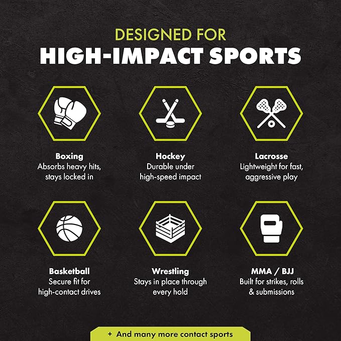 DAMAGE CONTROL High-Impact Mouth Guard – Sports Mouthguard for Boxing, Football, Hockey, Lacrosse & Basketball, Protects Teeth & Jaw, Protective Mouthpiece for Adults & Youth (Youth, Red)