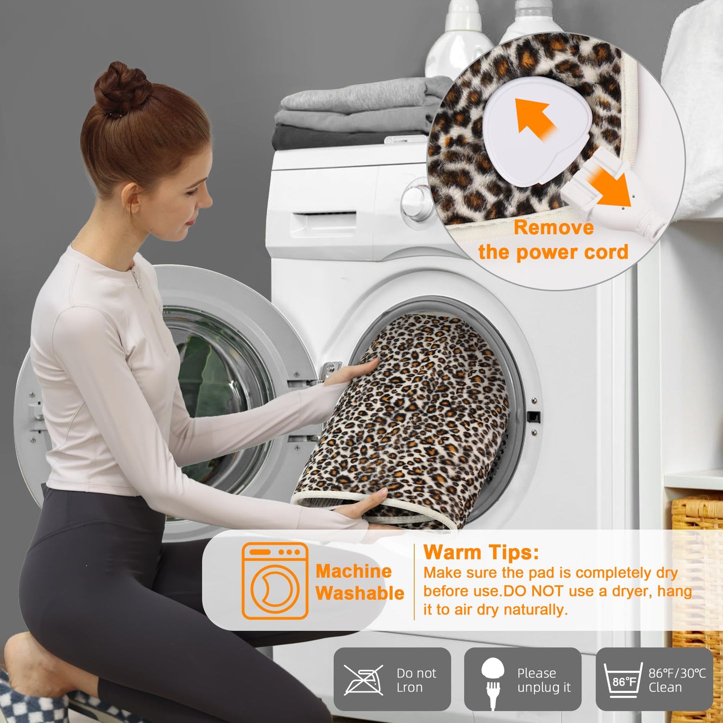 Deepsoon Heating Pad,Electric Heating Pads for Back,Neck,Abdomen,Moist Heating Pad for Shoulder,Knee,Arms,Legs,Dry/Moist Heat & Auto Shut Off,Christmas Gifts for Men and Women,Leopard Print,24x12 Inch