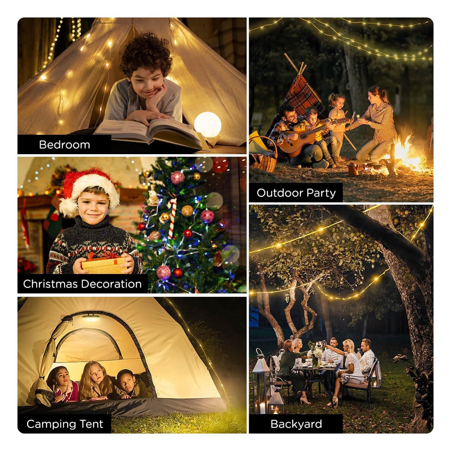 Ogery 3-Pack Camping String Lights  2 In 1 Quick Storage 32.8Ft Rechargeable Tent Lights String With 8 Lighting Modes  Hanging Waterproof Portable Led Lamp For Christmas Decor Party Bedroom Yard
