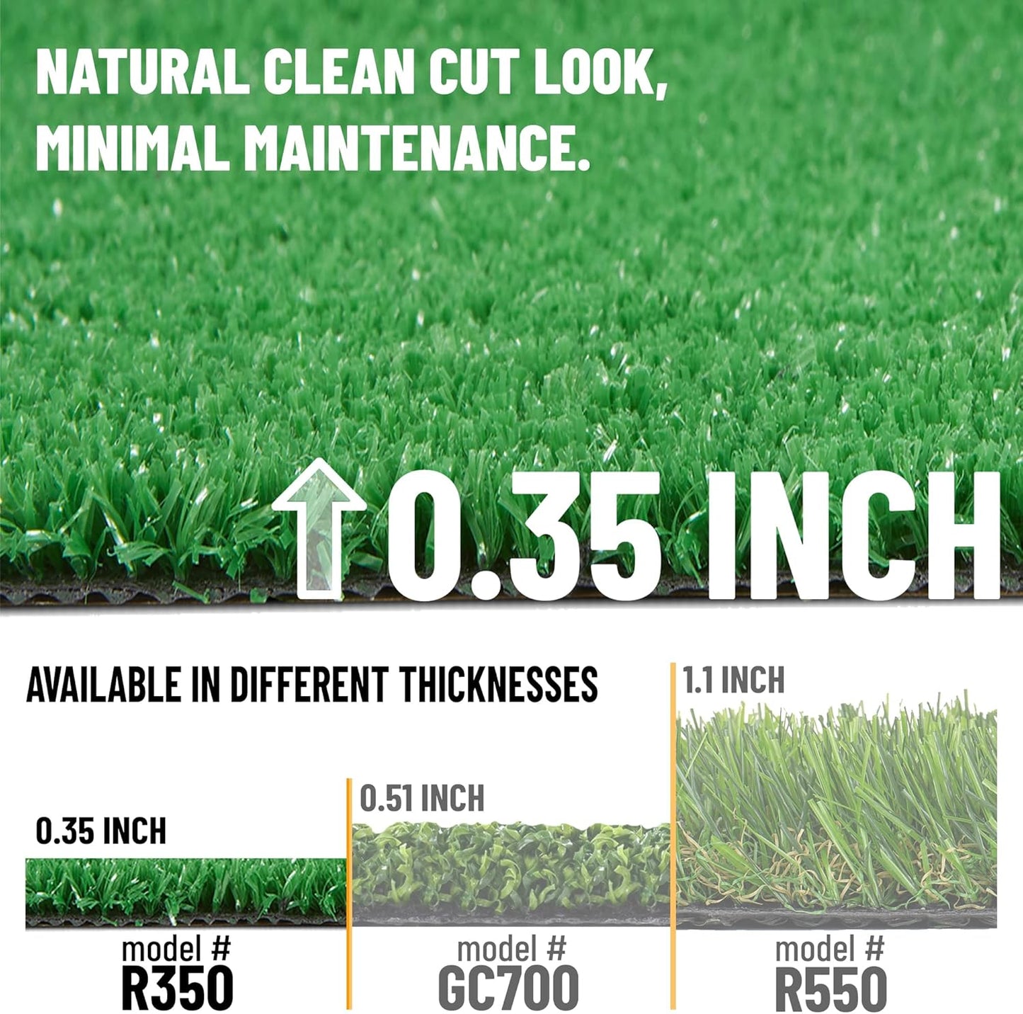 Ottomanson Artificial Grass Turf 6'6" x 28' Indoor Outdoor Faux Grass Rug with Drainage Holes, Customizable with Extra Long Size Options, Perfect for Patio Lawn Balcony Weddings Photoshoot Backdrop