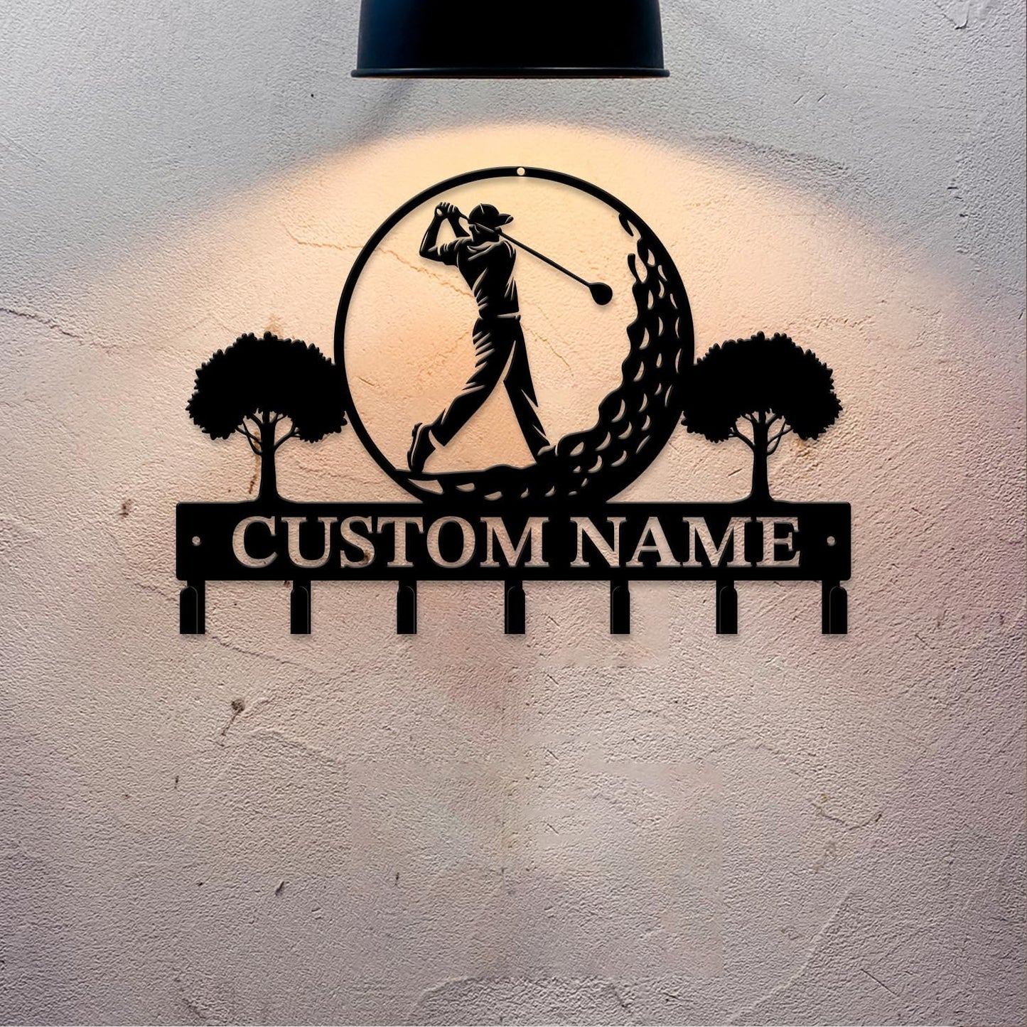 Personalized Custom Name Golf Ball Wall Keys Hooks,Metal Golf Art Clothes Hooks,Metal Golf Lover Wall Home Storage Decorative,For Front Door, Hallway, Kitchen, Bedroom,Keys,Hats (Style B)