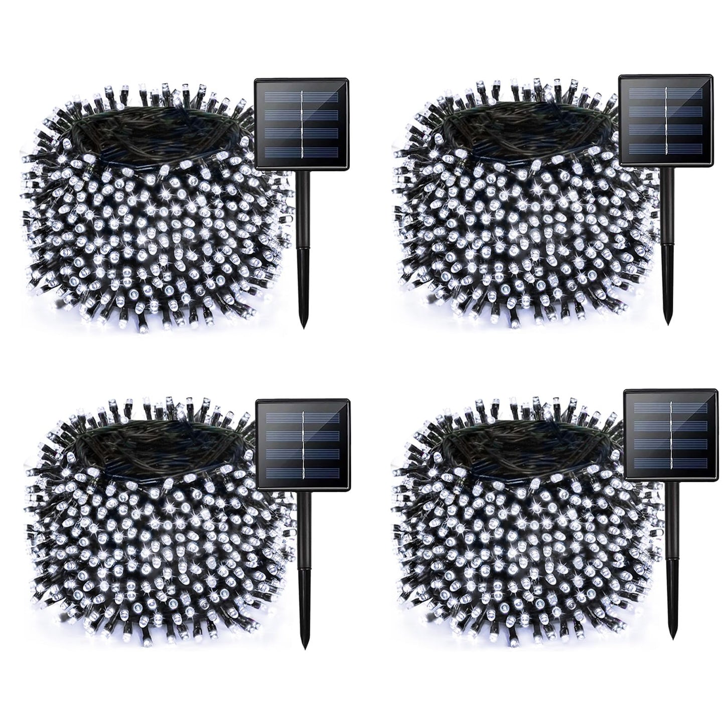Albelt 4 Pack Solar String Lights, 480 LED, 170 FT, Waterproof, 8 Modes, Cool White, Model SSLGW