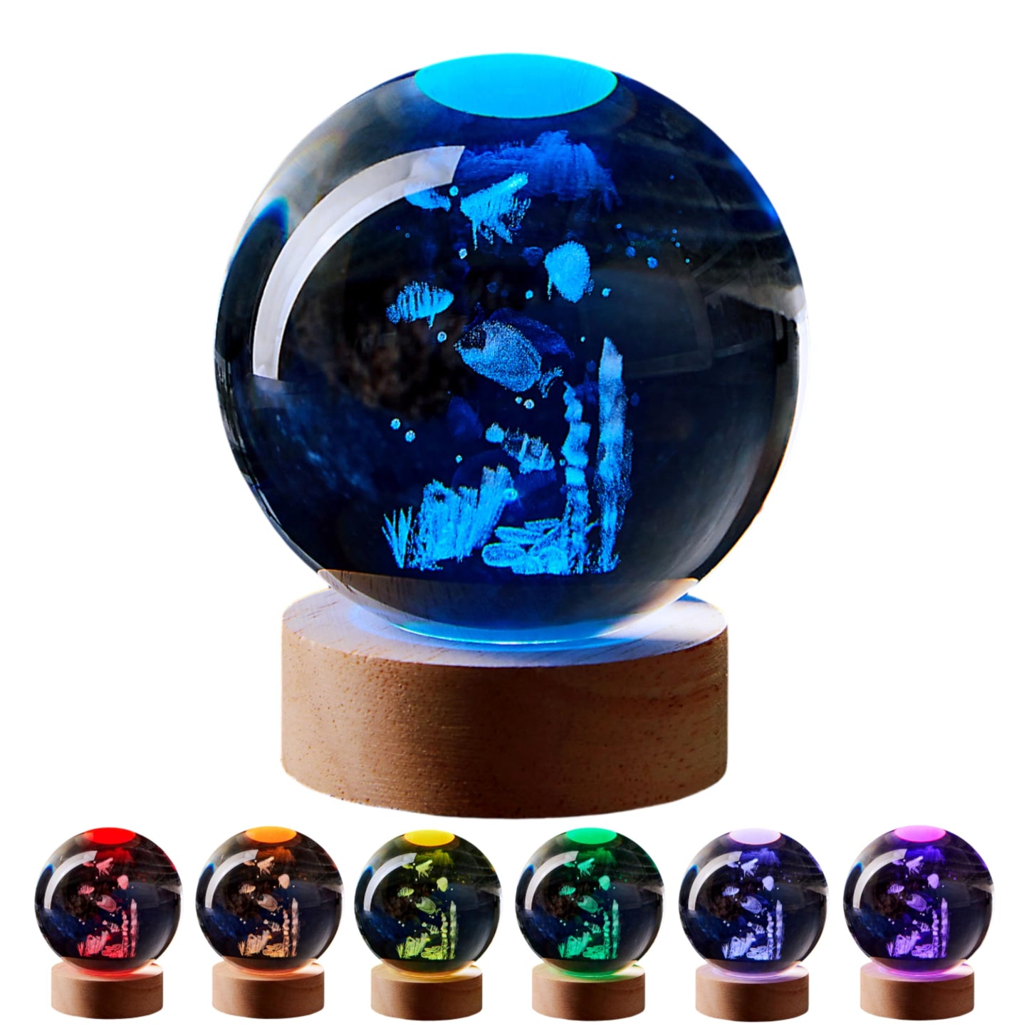 Conalisk 3D Underwater World Crystal Ball Lamp, LED Night Light, 16 Colors, Dimmable Remote Control, Model N