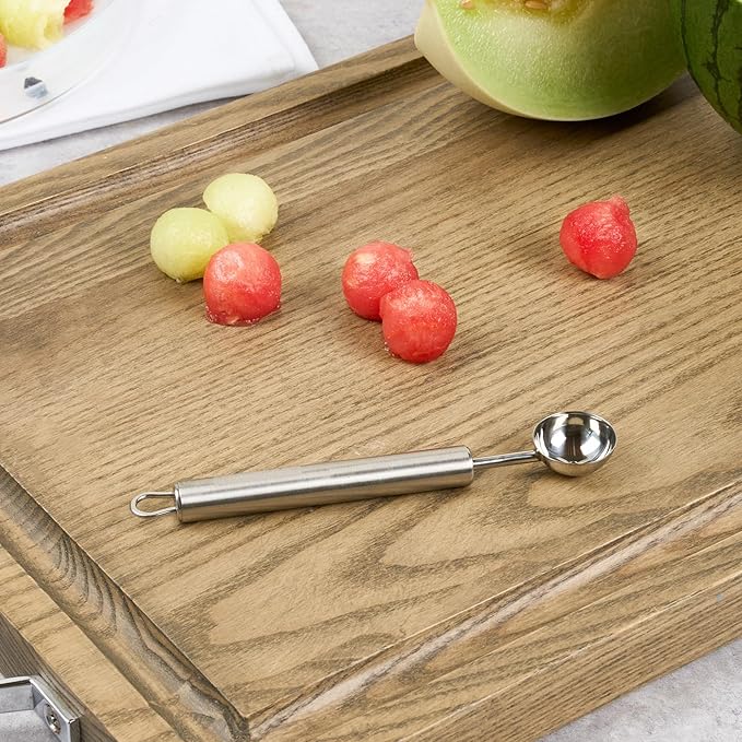 Restaurantware Stainless Steel Melon Baller - 6 Pack - German Standard Fruit Scooper, Ergonomic Grip, Dishwasher Safe - Fruit Baller For Watermelon, Cantaloupe, Butter, DIY Fruit Platter