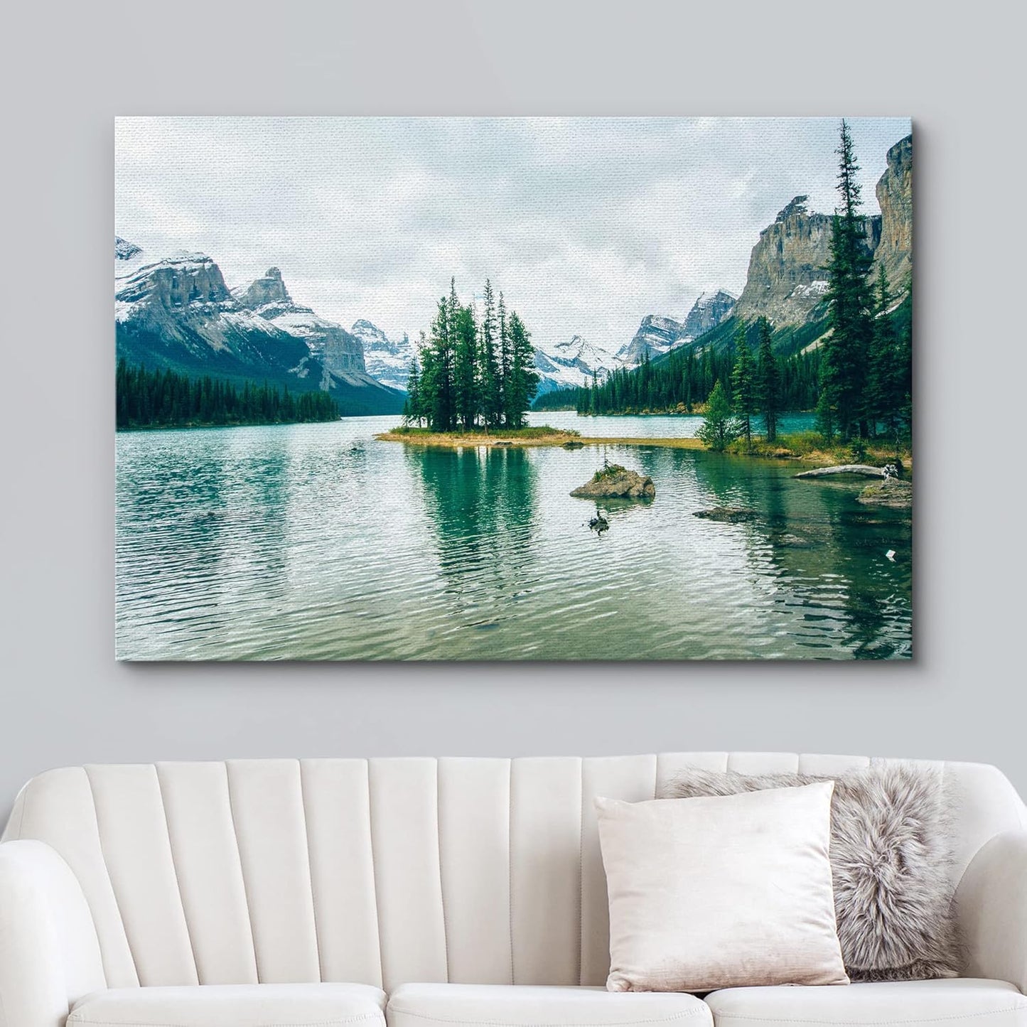 wall26 Canvas Print Wall Art Winter Pine Tree Forest Mountain Lake Nature Wilderness Photography Realism Earth Scenery Rustic Scenic Landscape Colorful for Living Room, Bedroom, Office - 12"x18"