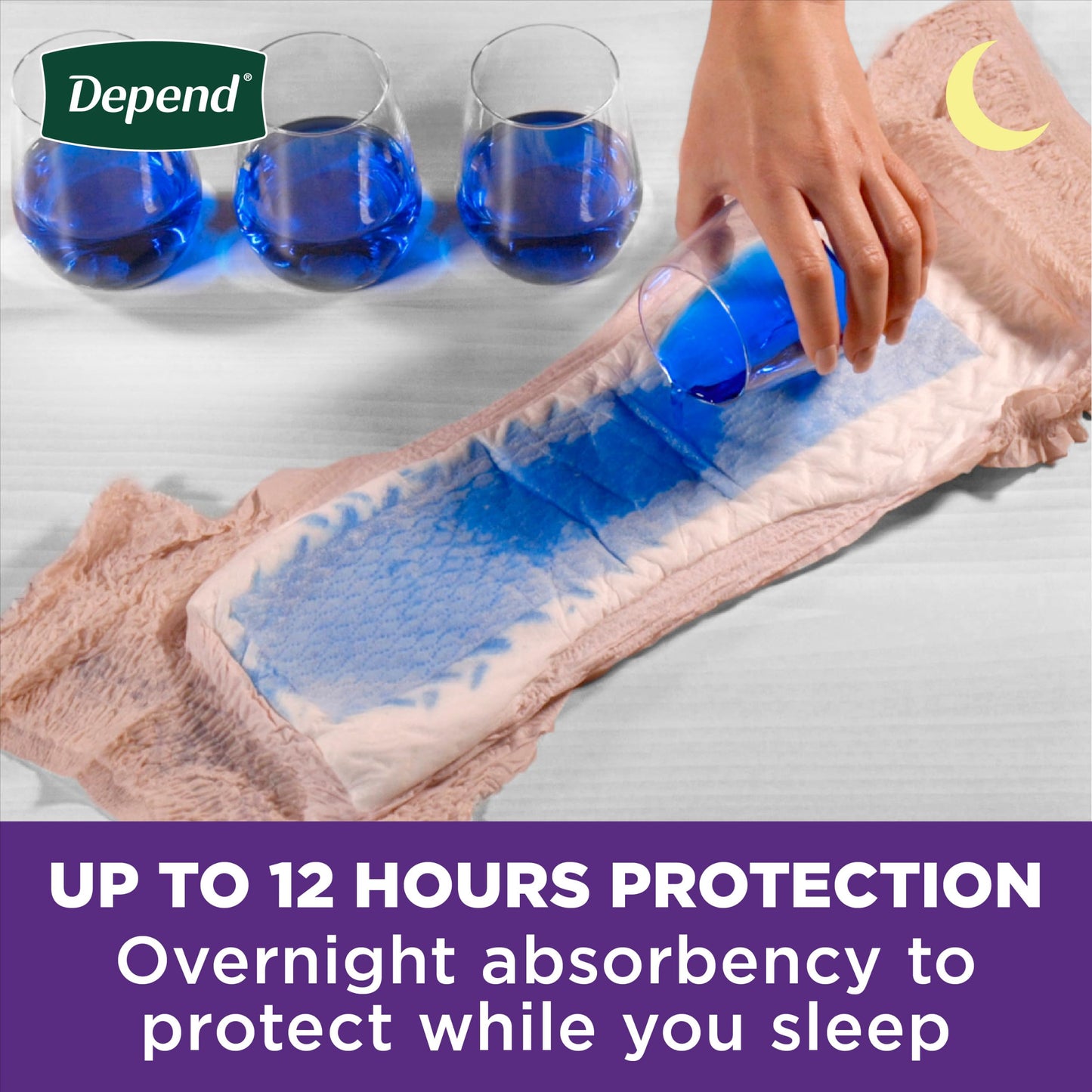 Depend Night Defense Adult Diapers, Incontinence & Postpartum Bladder Leak Underwear for Women, Disposable, Overnight, Extra-Large, Blush, 12 Count, Packaging May Vary