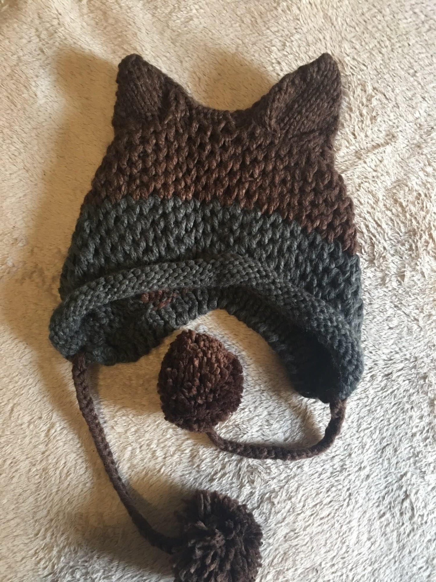 Cute Vintage Cat & Fox Slouchy Beanies for Women (Brown)
