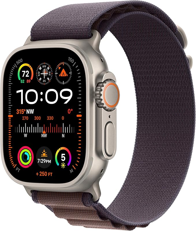Apple Watch Ultra 2 [GPS + Cellular, 49mm] Titanium Case with Indigo Alpine Loop, L (Renewed)
