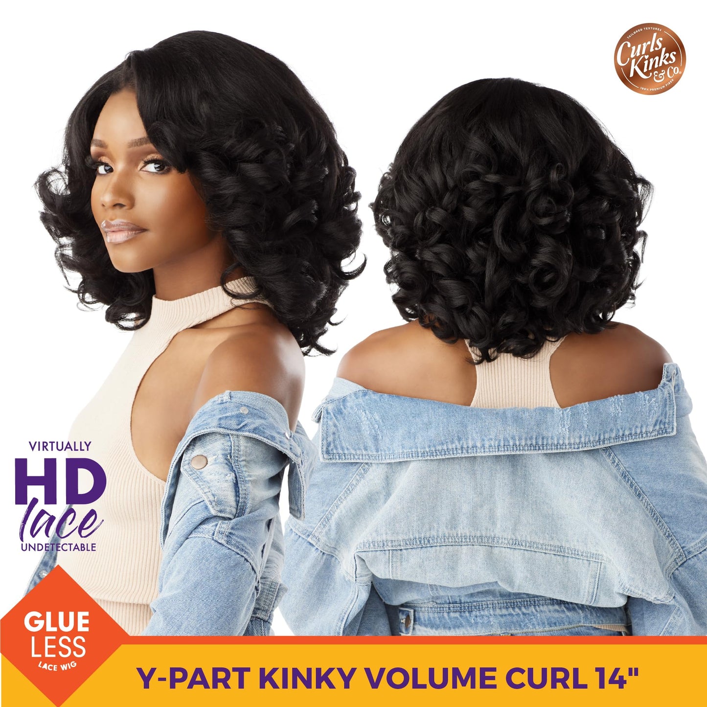 Sensationnel Curls Kinksandco Kinkyedges Wig - Kinky Volume Curl 14 Inch Y Part Lace Natural Kinkytexture Edged Hairline for Nat