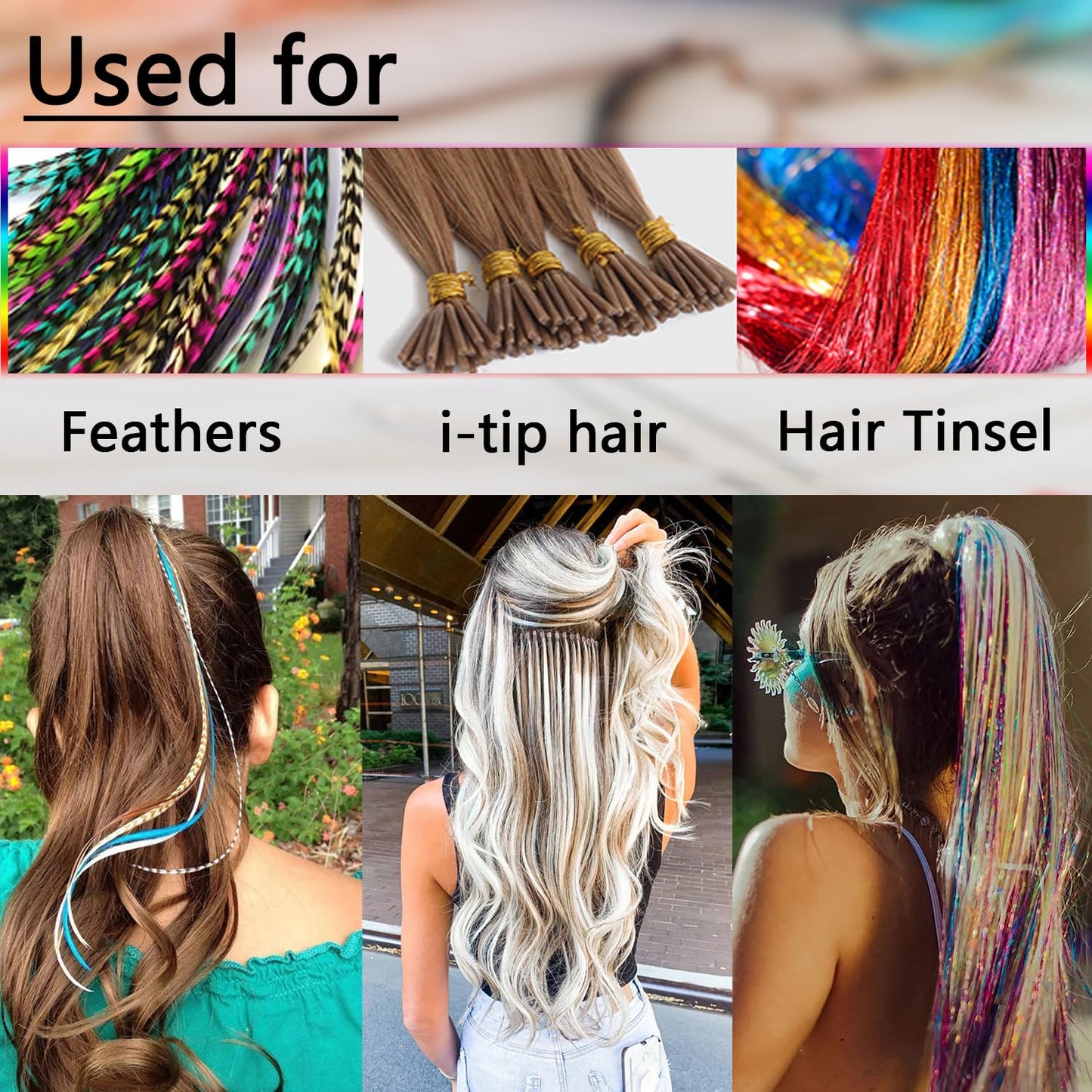 NIACONN 1000pcs 5 mm Tinsel Hair Extensions Beads, Silicone Lined Ring Micro Link I-tip Beads for Hair Extension - Dark Brown