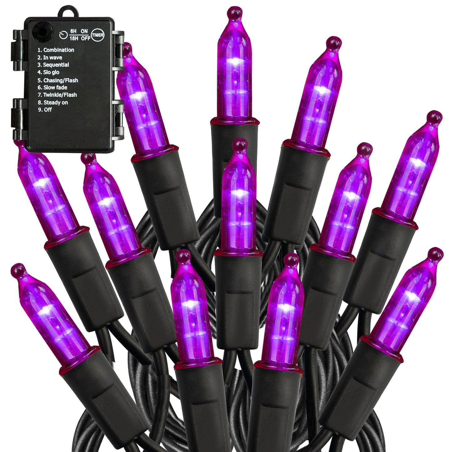 Battery Operated Halloween Lights  50 Led 16Ft Purple String Lights Outdoor  Waterproof Mini String Tree Light With 8 Modes  Halloween Decorations For Indoor Patio Garden Party Decor