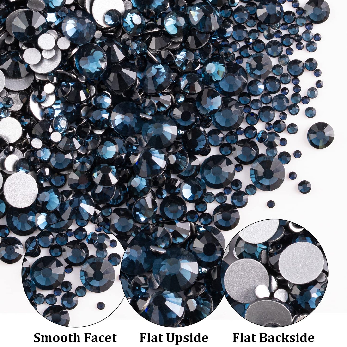 Two Packs of Flatback Rhinestones 4520 Pcs Colorful Nail Art Rhinestones Flatback Crystal Colorful+Navy Blue Rhinestone with Pic