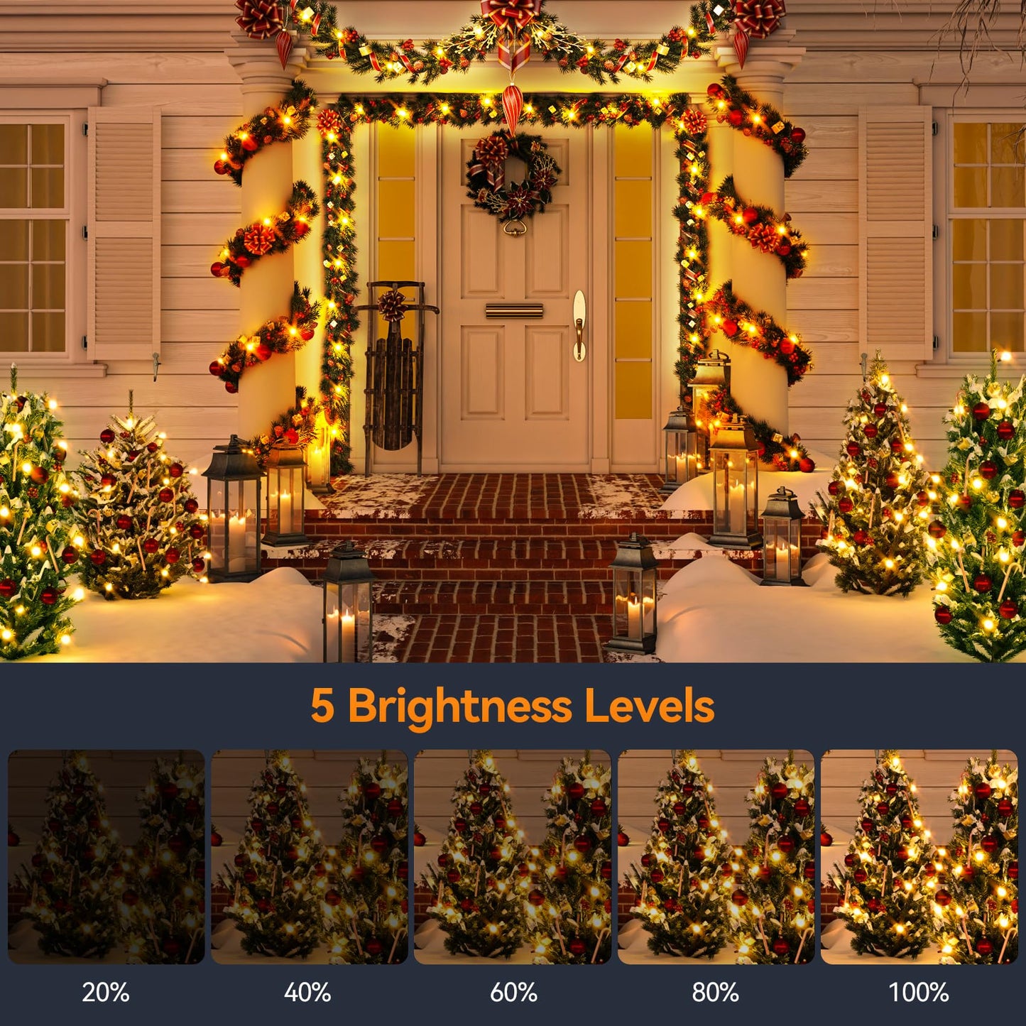 HOUHUI Fairy Lights, 100Ft Waterproof LED String Lights, 2700K-6500K Tunable White, 8 Modes, Remote Control, Model TW-15M