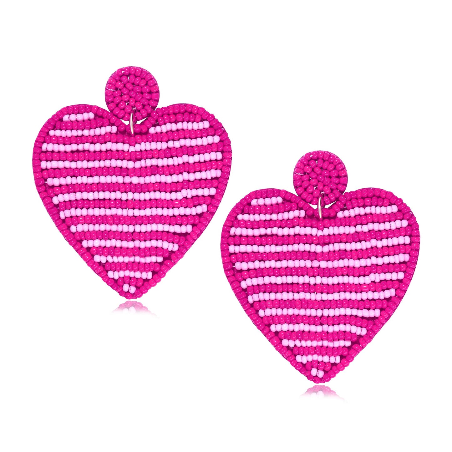 Valentines Day Earrings Beaded Heart Drop Earrings Edged in gold beading Fashion Trendy Big Love Dangle Earrings for Women State