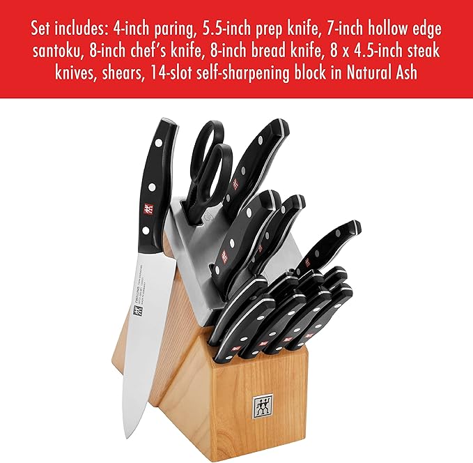 ZWILLING TWIN Signature 15-pc Self-Sharpening Knife Block Set - Natural