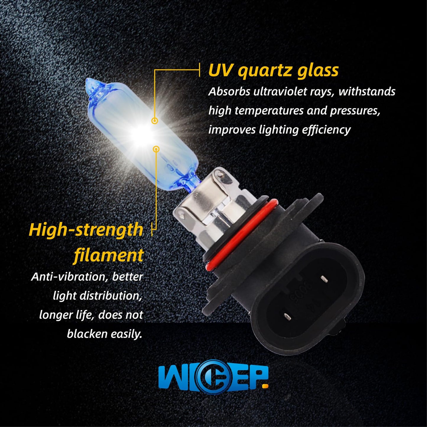 Wideep Hir2/9012 Halogen Headlight Bulbs White  Standard 55W Dc 12V High And Low Beam Replacement  5000K Lighting For Car Headlamp  2 Pcs